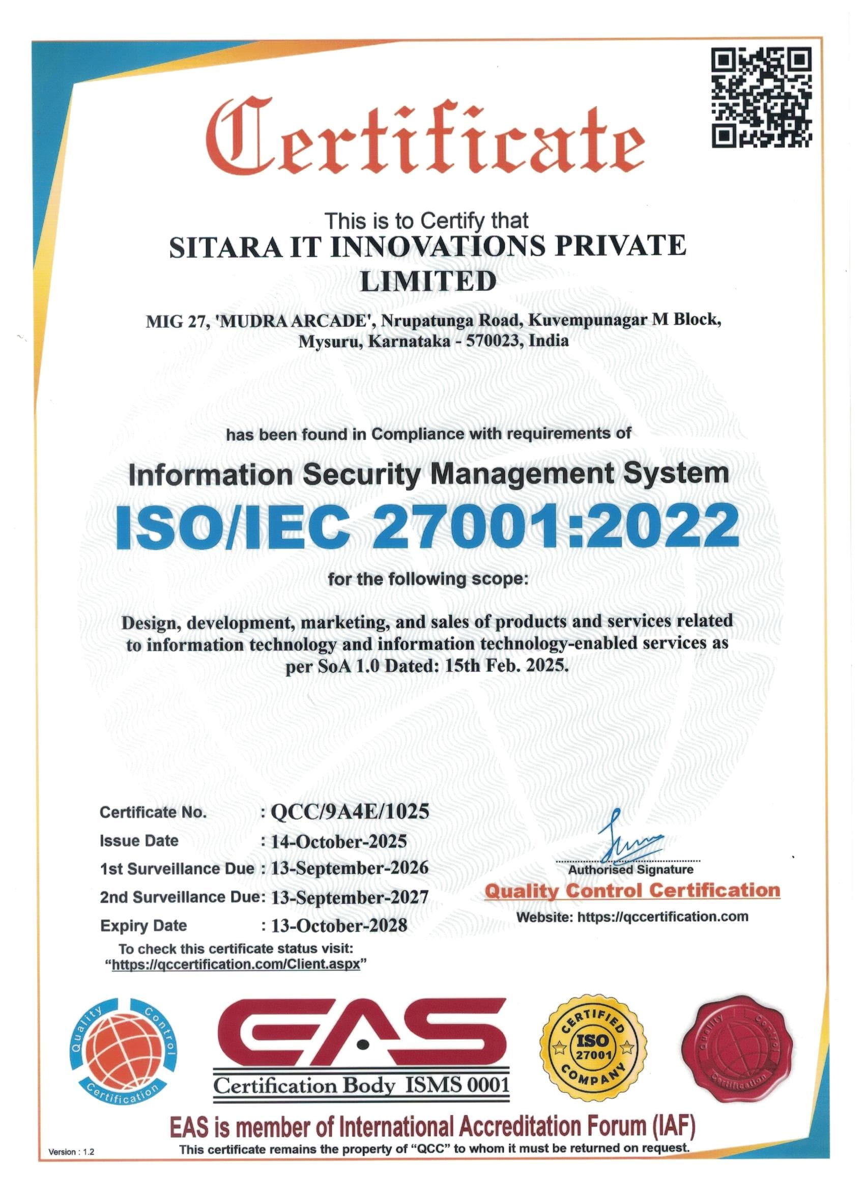 ISO 27001 Certified